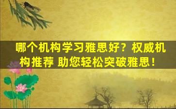 哪个机构学习雅思好？权威机构推荐 助您轻松突破雅思！